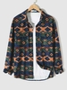 Chemise Cargo Motif Géométrique Ethnique avec Poches L Multi a