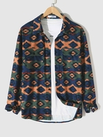 Chemise Cargo Motif Géométrique Ethnique avec Poches L Multi a