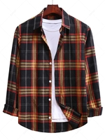 Chemise Décontractée à Carreaux Boutonnée 2xl Noir