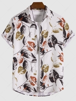 Chemise Décontractée à Imprimé Feuille à Manches Courtes M Blanc lait