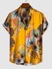 Chemise Décontractée à Imprimé Feuille et Plante à Manches Courtes 2xl Jaune