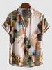Chemise Décontractée à Imprimé Feuille et Plante à Manches Courtes S Café lumière