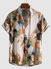 Chemise Décontractée à Imprimé Feuille et Plante à Manches Courtes Xl Café lumière