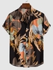 Chemise Décontractée à Imprimé Feuille et Plante à Manches Courtes Xl Noir