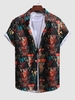 Chemise Décontractée à Imprimé Triangle à Manches Courtes avec Bouton Xxl Noir