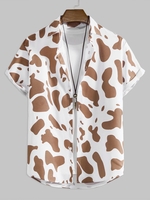 Chemise Décontractée à Imprimé Vache à Manches Courtes M Blanc lait