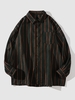 Chemise Décontractée à Rayure Verticale avec Poche en Avant L Taupe