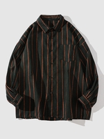 Chemise Décontractée à Rayure Verticale avec Poche en Avant L Taupe