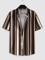 Chemise Décontractée à Rayure Verticale Xl Café
