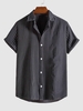 Chemise Décontractée Boutonnée Rayée Imprimée à Manches Courtes S Noir