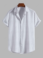 Chemise Décontractée Boutonnée Rayée Imprimée à Manches Courtes Xl Blanc