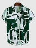 Chemise Décontractée Géométrique Imprimée Boutonnée M Vert forêt noire