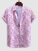 Chemise Décontractée Motif de Lettre HAPPY Florale Boutonnée Xxl Rose