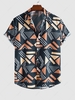 Chemise Décontractée Motif Géométrique Imprimée à Manches Courtes 2xl Bleu
