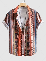 Chemise Décontractée Motif Géométrique Partout à Manches Courtes L Orange vif
