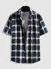 Chemise Décontractée Rayée à Carreaux avec Bouton en Avant Xl Bleu de minuit