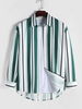 Chemise Décontractée Rayée avec Bouton en Avant à Manches Longues Xl Vert profond