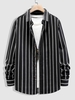 Chemise Décontractée Rayée Boutonnée Xxl Noir