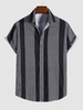 Chemise Décontractée Rayée Imprimée Boutonnée à Manches Courtes Xl Noir