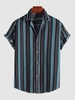Chemise Décontractée Vintage Rayée Imprimée Xxl Bleu