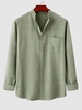 Chemise de Base avec Poche à Manches Longues à Col Debout M Vert clair