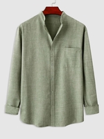 Chemise de Base avec Poche à Manches Longues à Col Debout M Vert clair