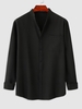 Chemise de Base avec Poche à Manches Longues à Col Debout Xl Noir