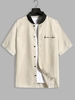 Chemise de Base-ball à Imprimé Lettre à Manches Courtes S Beige