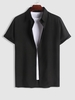 Chemise de Base Boutonnée à Manches Courtes M Noir