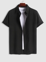 Chemise de Base Boutonnée à Manches Courtes M Noir