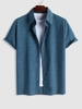 Chemise de Base Boutonnée à Manches Courtes Xl Bleu