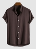 Chemise de Base Haute Basse en Couleur Unie à Manches Courtes 2xl Café profond