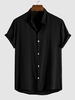 Chemise de Base Haute Basse en Couleur Unie à Manches Courtes Xl Noir