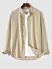 Chemise de Base Texturée en Coton et en Lin à Manches Longues S Café lumière