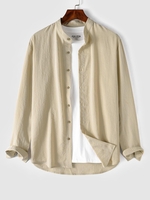 Chemise de Base Texturée en Coton et en Lin à Manches Longues Xxl Café lumière