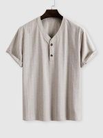 Chemise de Bureau à Imprimé Rayure Fine Manches Courtes à Col V S Blanc antique