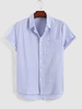 Chemise de Bureau Boutonnée Rayée à Manches Courtes S Bleu clair