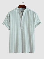 Chemise de Bureau Décontractée Rayée à Demi-Bouton Xl Vert