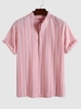 Chemise de Bureau Décontractée Rayée à Demi-Bouton Xxl Rose léger