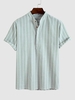 Chemise de Bureau Décontractée Rayée à Demi-Bouton Xxl Vert