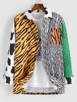 Chemise de Fête Jointive Animal à Manches Longues Xl Caramel