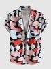 Chemise de Fête Motif Géométrique Colorée Irrégulière à Manches Courtes L Multi a