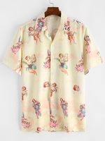 Chemise de Plage Boutonnée à Imprimé Ange Paradis Fleurie 2xl Jaune clair