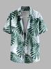 Chemise de Plage Boutonnée à Imprimé Feuille Tropicale L Blanc
