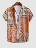 Chemise de Plage et Vacance Rétro à Imprimé Fleuri à Manches Courtes S Deep yellow