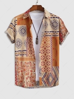 Chemise de Plage et Vacance Rétro à Imprimé Fleuri à Manches Courtes Xxl Deep yellow