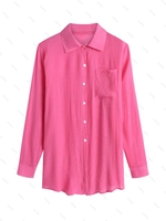 Chemise de Plage Longue avec Poche L Rose clair