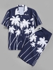 Chemise de Plage Hawa enne à Imprimé Palmier Noix de Coco et Short L Bleu profond