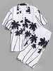 Chemise de Plage Hawa enne à Imprimé Palmier Noix de Coco et Short S Blanc