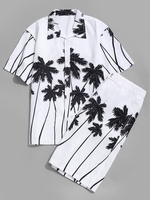 Chemise de Plage Hawa enne à Imprimé Palmier Noix de Coco et Short Xs Blanc